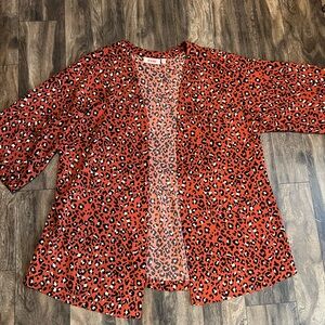 EVRI Orange Leopard Print Women's Cardigan